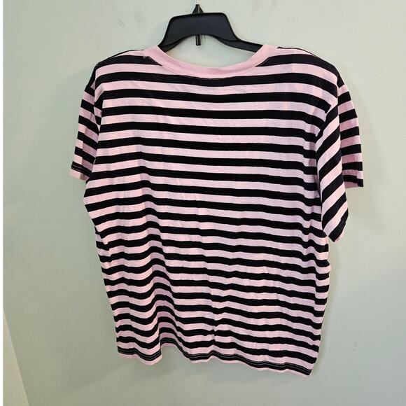 NEW VINTAGE Michael G 90s Striped Tee w/ Small Hole Defect ~ Medium Made in USA - Picture 2 of 14